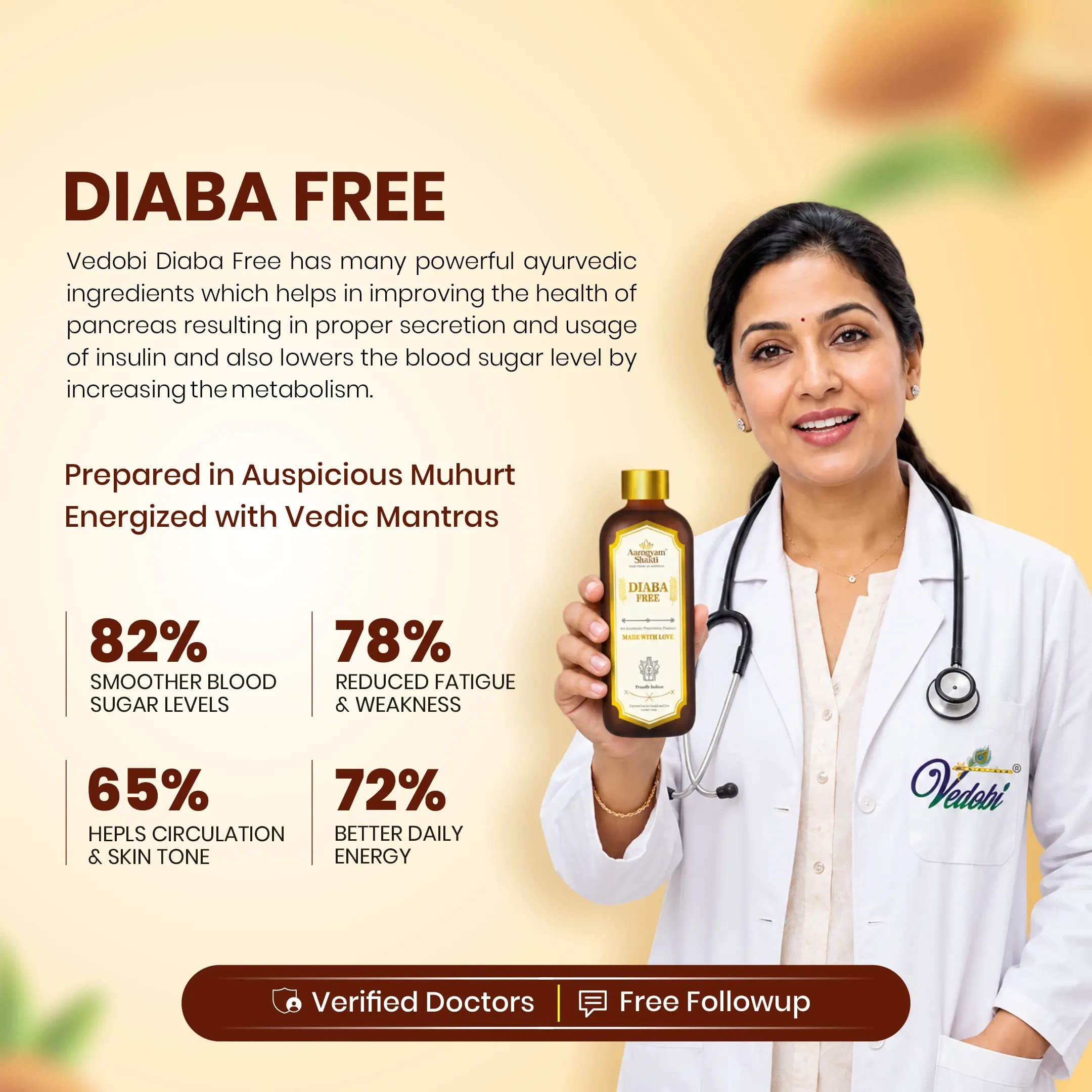 Vedobi Diaba Free Herbal External Use Liquid for Wellness Support (110ml + 110ml) — view 6